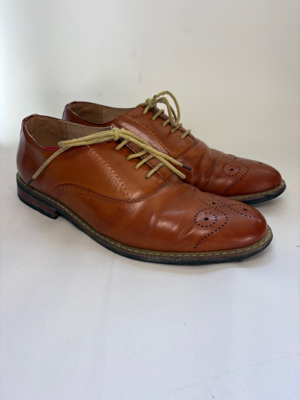 Bruno Marc Men's Brown Leather Wingtip Derbys with‎ Perforated Toe Size 8
